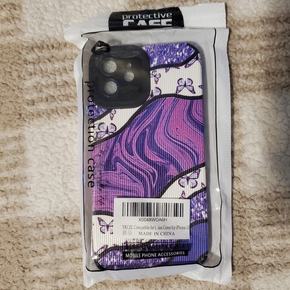 5 for $25 | NWT iPhone 12 Purple Butterfly Textured Soft Phone Case